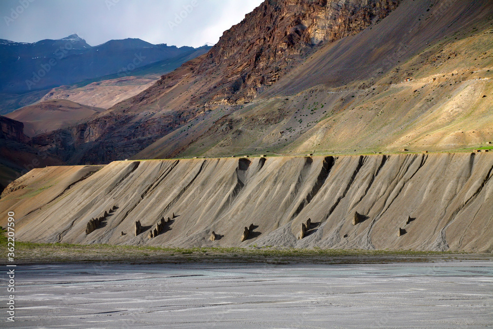 View Of Spiti Valley And Spiti River In Himalayas Spiti Valley