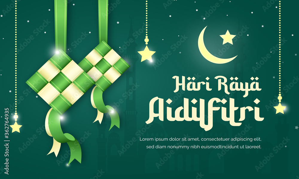 Hari Raya Aidilfitri Ketupat Background Stock Vector Adobe Stock