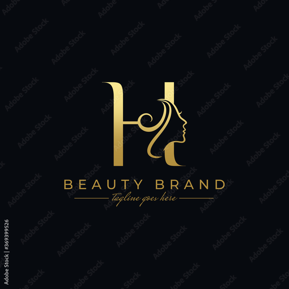 Letter H Beauty Face Hair Salon Logo Design Stock Vector Adobe Stock