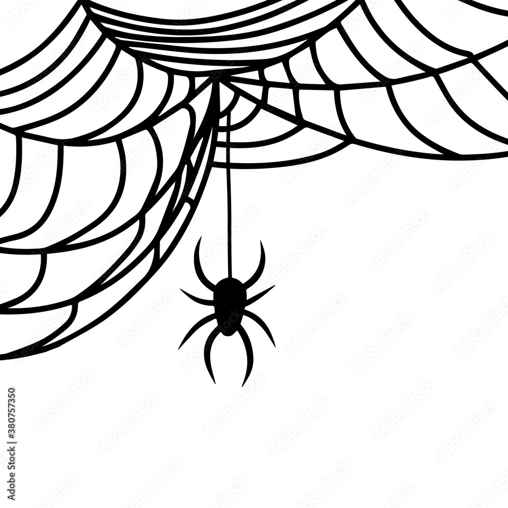 Hanging Spider On Web Halloween Cobweb Clipart For Sticker Fabric