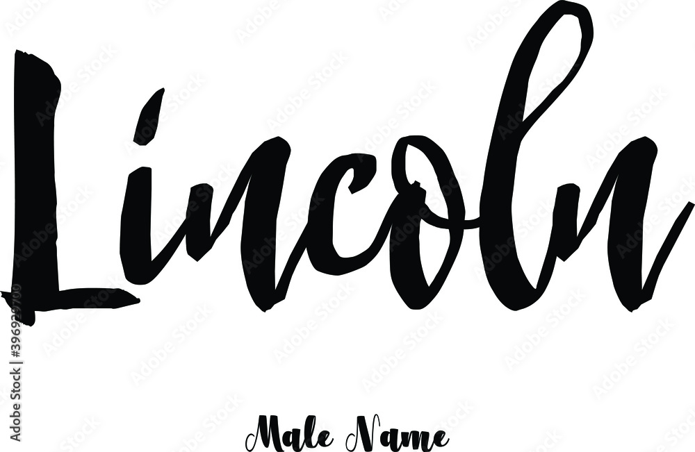 Lincoln Male Name Cursive Calligraphy Text On White Background Stock