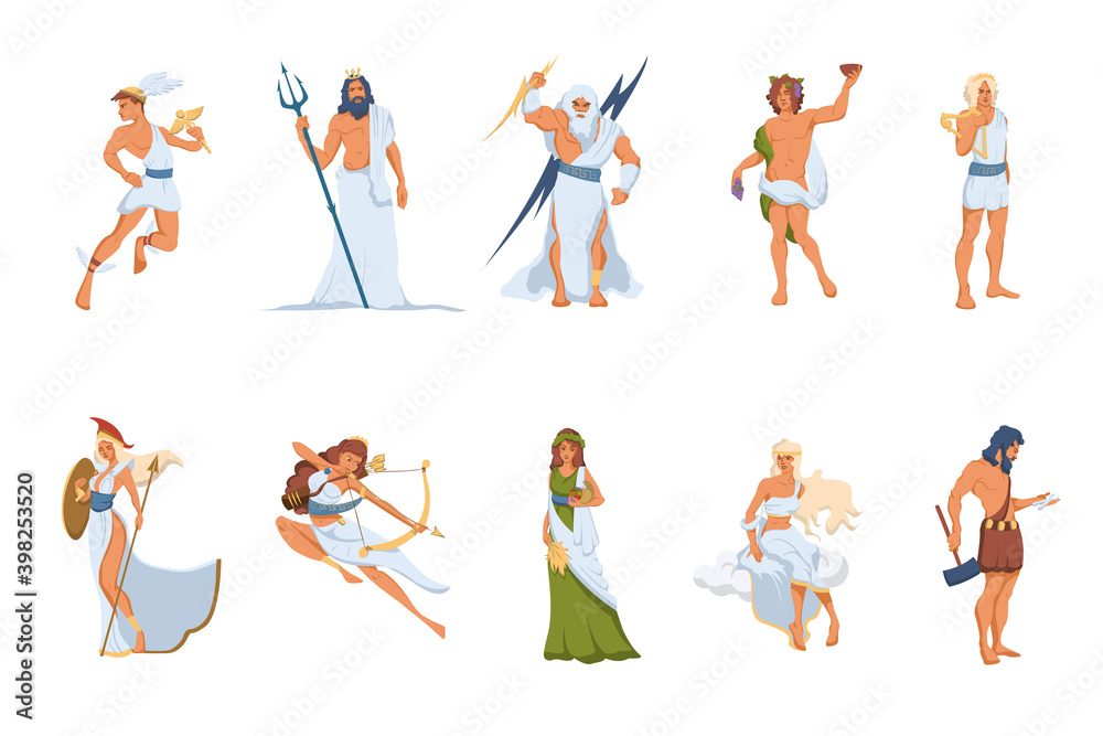 Greek Gods And Goddesses Set Athena Hermes Venus Poseidon Zeus