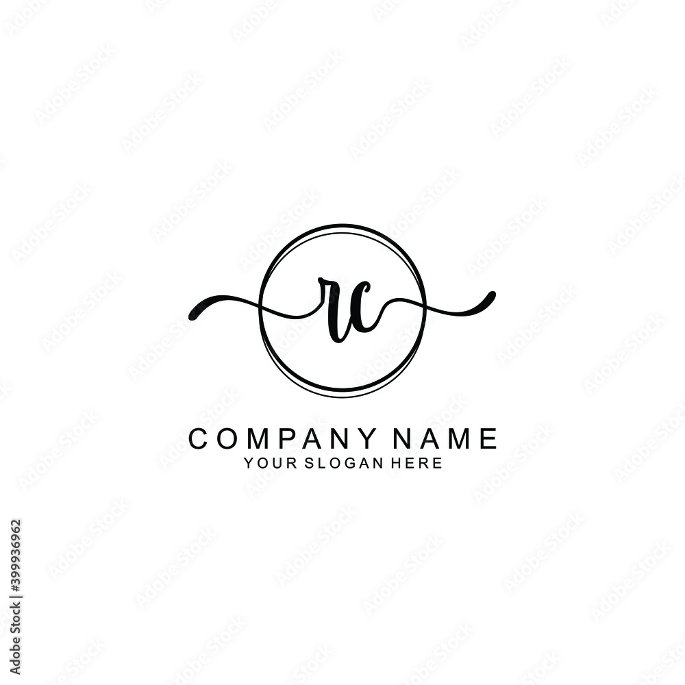 Initial Rc Handwriting Wedding Monogram Logo Design Modern