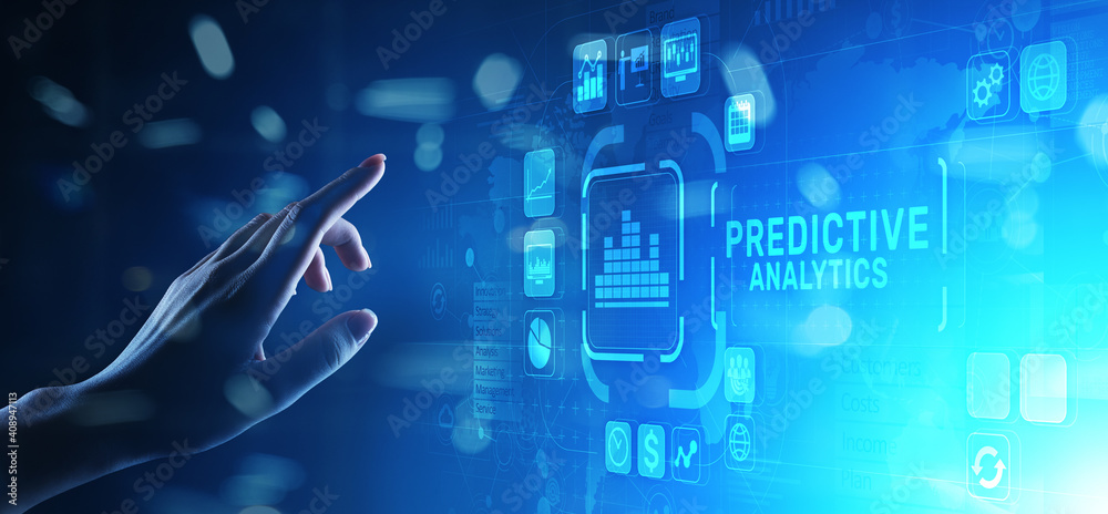Predictive analytics Big Data analysis Business intelligence internet and modern technology concept on virtual screen.