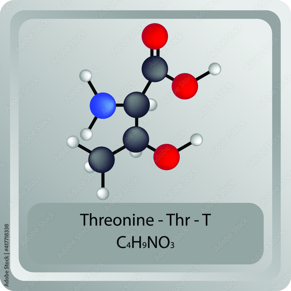 Threonine Thr T Amino Acid Chemical Structure Molecular Formula