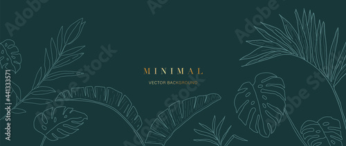 Minimal green tropical leaves background vector.