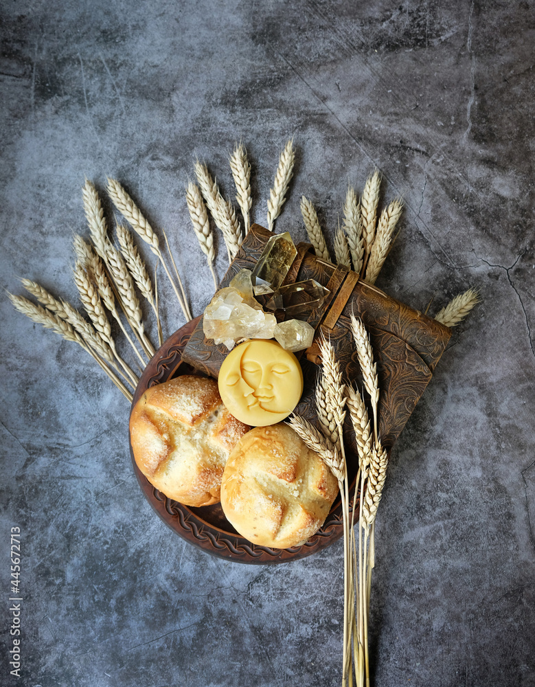 Wiccan Altar For Lammas Lughnasadh Pagan Holiday Ears Of Wheat Bread