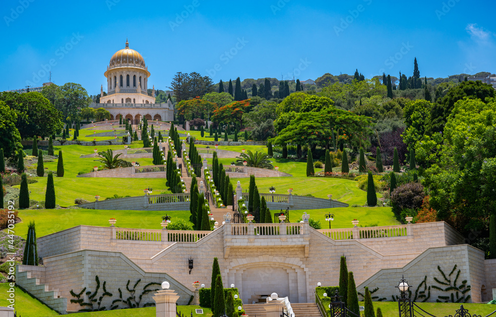 Beautiful view of the Terraces of the Baháʼí Faith also known as the