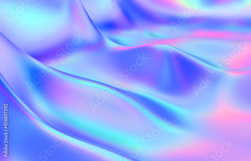 Abstract geometric crystal background, iridescent texture, liquid. 3d render. 