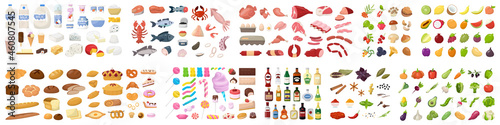 Big food set. Collection of various meal, fish and meat, vegetables