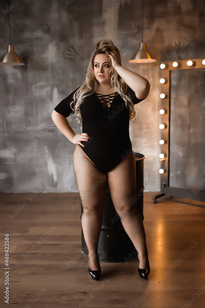 Plus Size Woman With Long Blond Hair In Lingerie Overweight Blonde