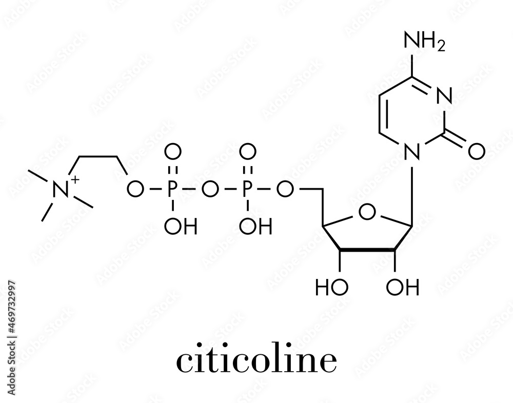 Citicoline CDP Choline Molecule Skeletal Formula Stock Vector