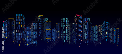 Abstract night City Building Scene, vector illustration