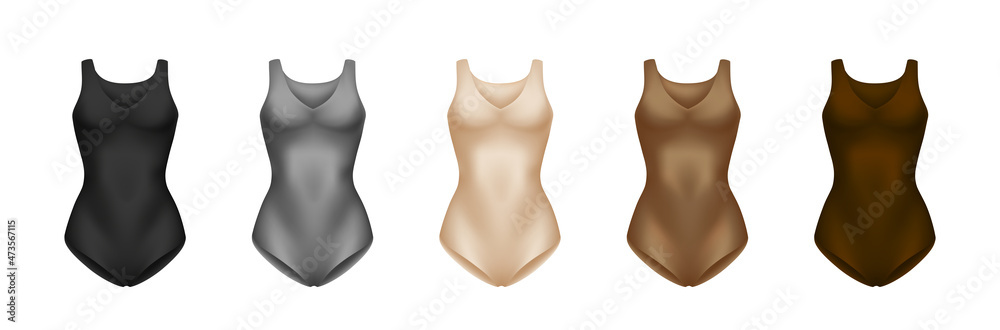 Corrective Lingerie Shapewear D Realistic Vector Illustration Set