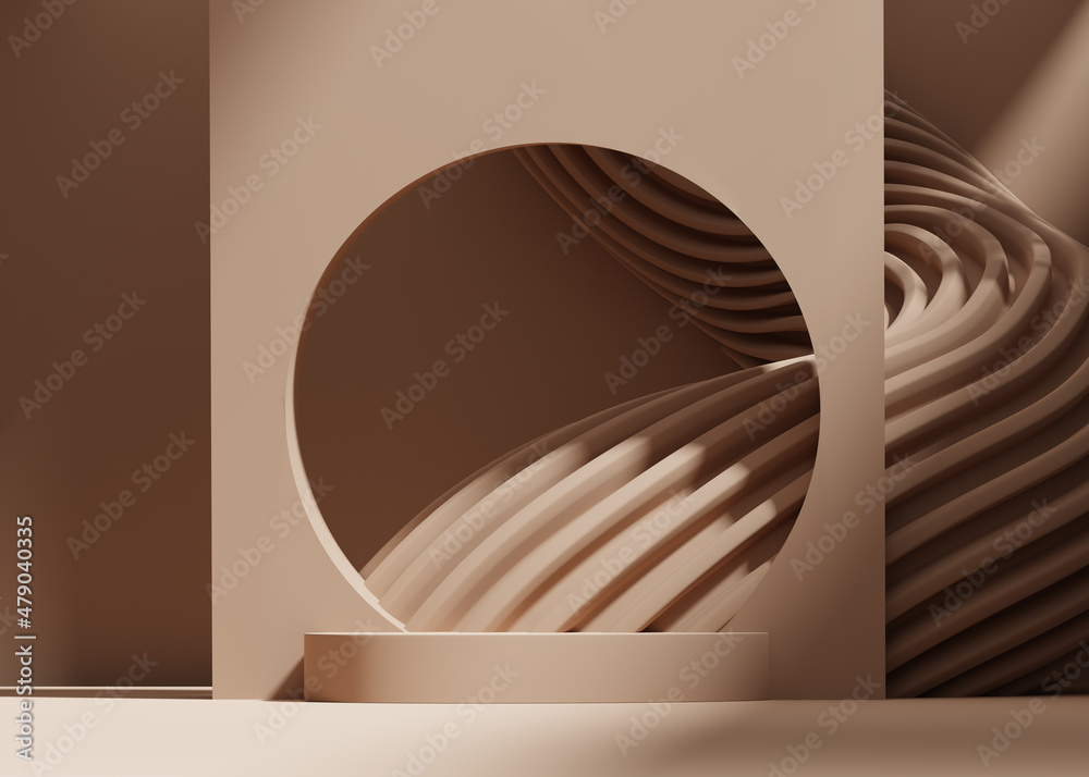 D Background Podium Display Natural Nude Beige Banner Brown Backdrop Nature Sun Light And