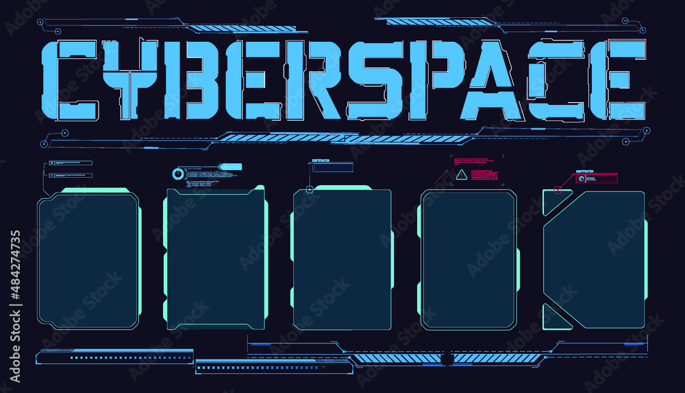 Digital Design Elements Hud Style Trendy Shapes In Cyberpunk