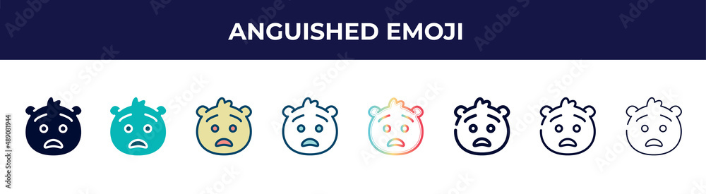 Anguished Emoji Icon In Styles Line Filled Glyph Thin Outline