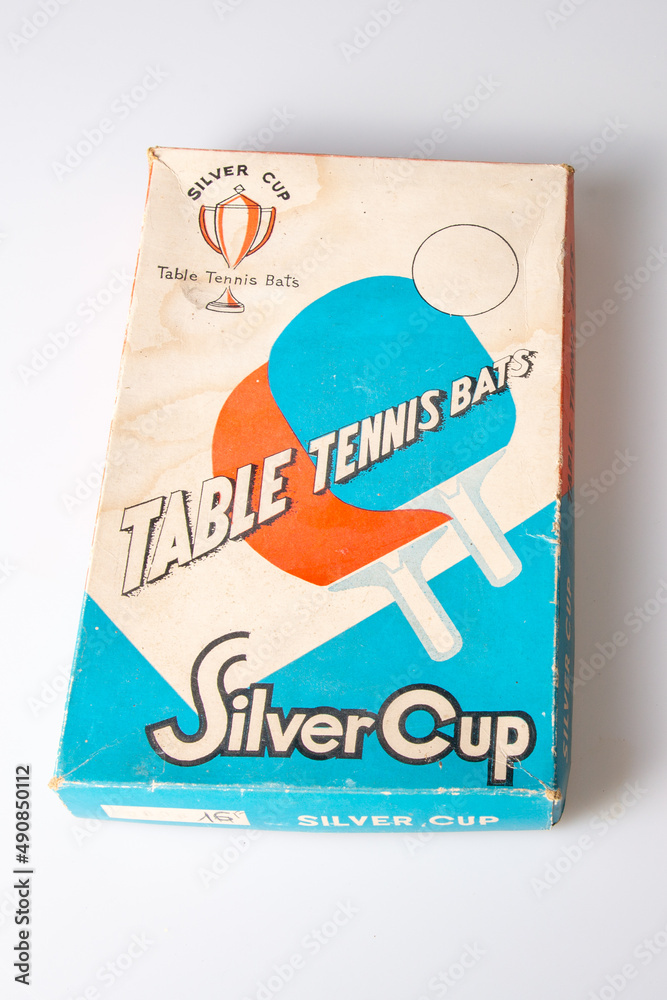 Silver Cup Vintage Ping Pong Paddles Box Old Ancient Table Tennis Bats