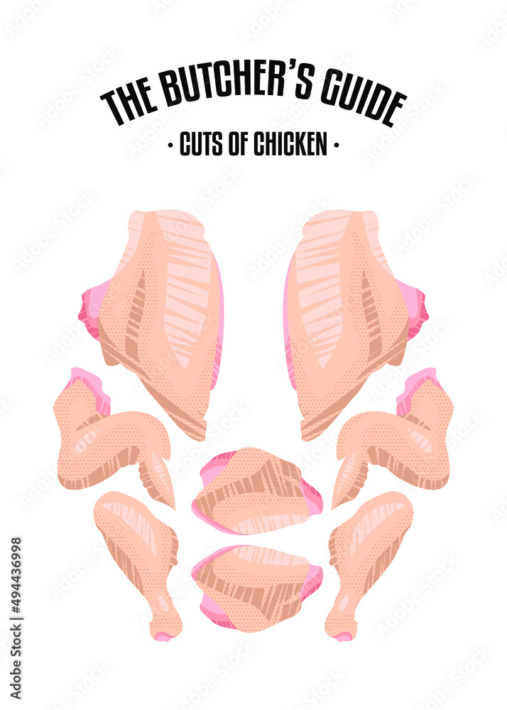 Meat And Chicken Cuts Diagrams For Butcher Shop Scheme Of Chicken