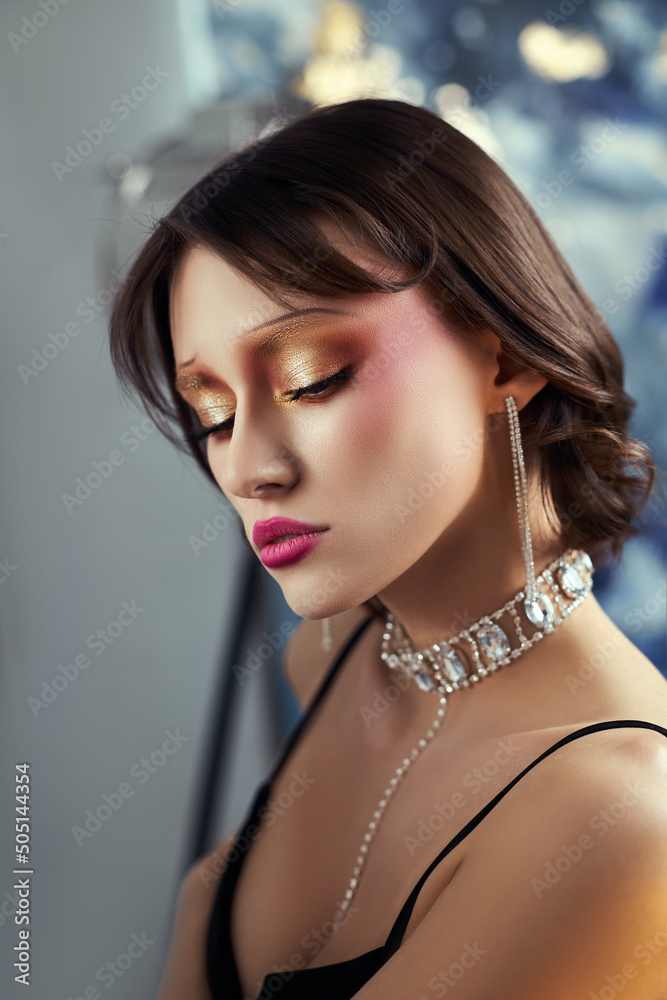 Art Beauty Nude Sexy Woman Neon Light Posing In The Studio Beauty Makeup Portrait Of A Woman