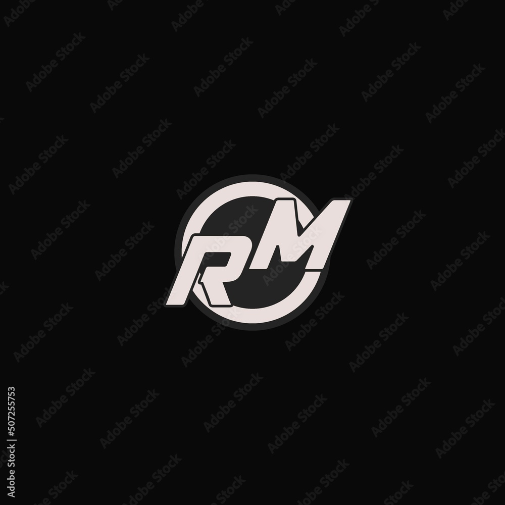 Initial RM Logo Circle Line Style Simple Esport Team Logo Design Stock