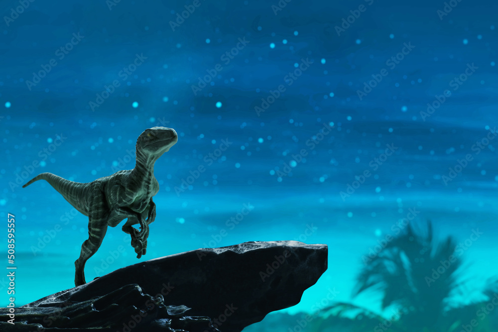 Dinosaur D Rendering Velociraptor In The Jungle Stock Illustration