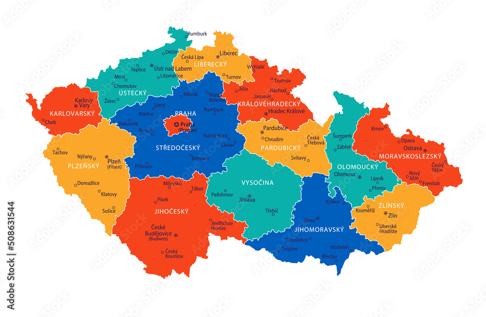 Map Of Czech Republic Highly Detailed Vector Illustration Stock