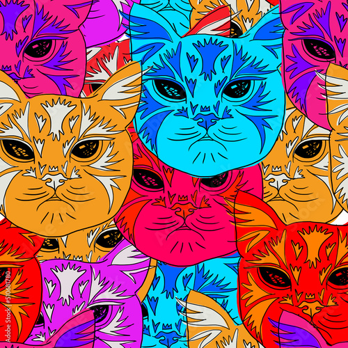 colorful pattern of cats