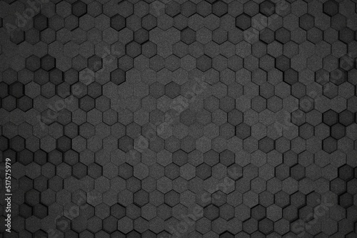 3d illustration black triangular abstract background, grunge surfaces with black theme, hexagon textures in technology concept, background and textures.