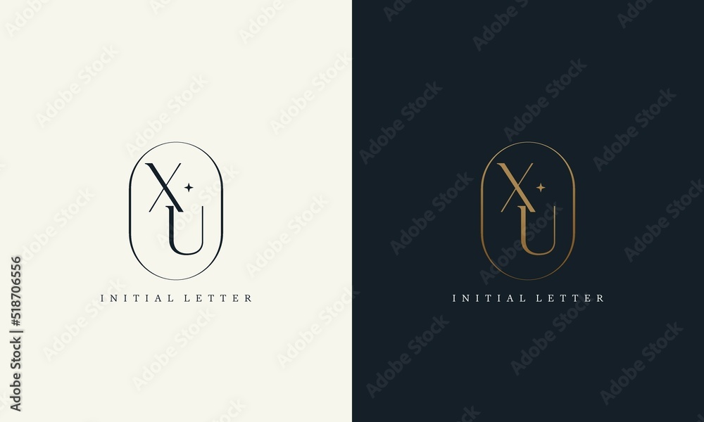 Premium XU Logo Monogram With Gold Circle Frame Luxury Initials Design