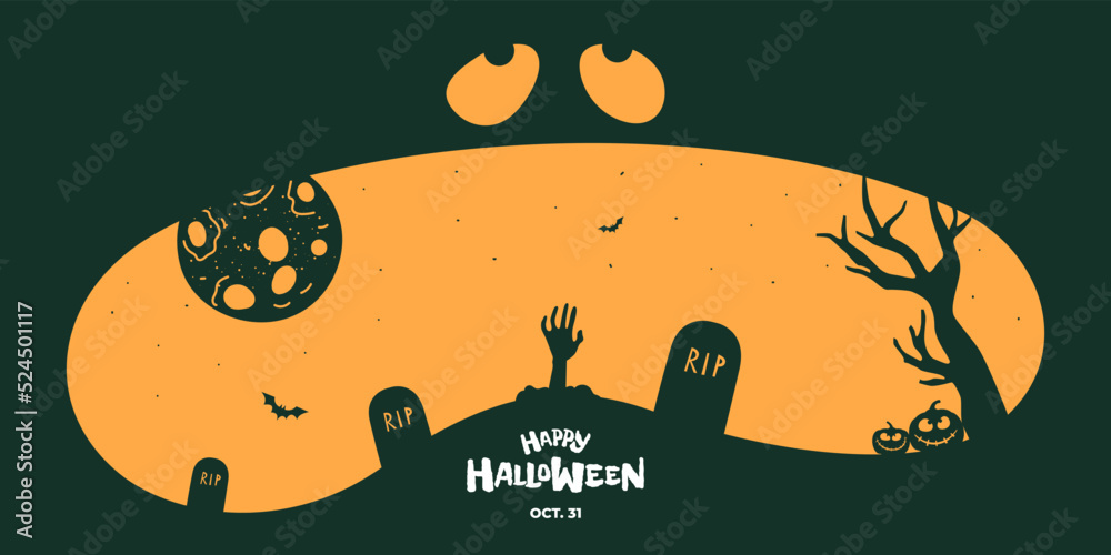 Vecteur Stock Happy Halloween Party Horizontal Banner Design Jack O