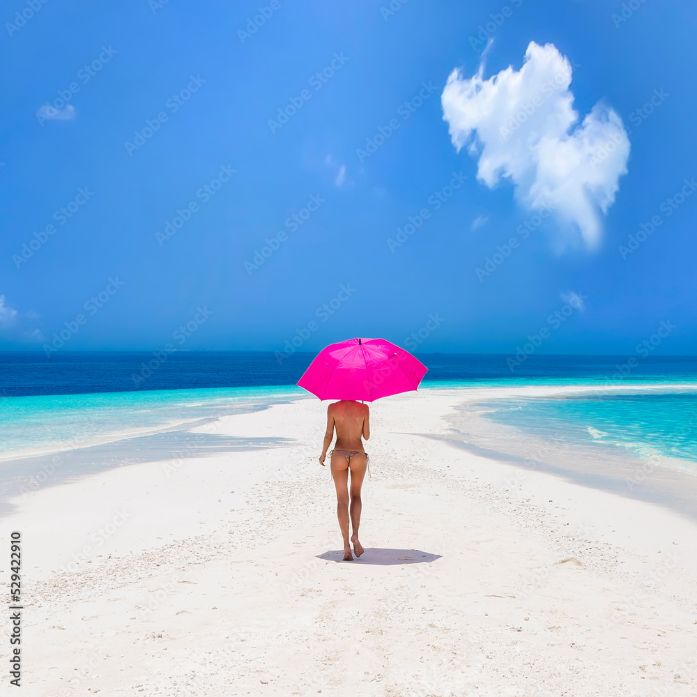 Zdj Cie Stock Sexy Bikini Body Woman On Paradise Tropical Beach Having Fun On Maldives