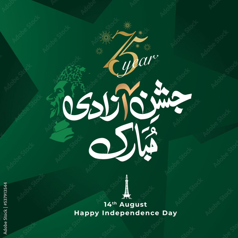 Vector Illustration Translate Pakistan Ki Azadi Mubarak Urdu