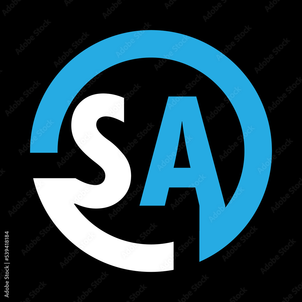 Sa Letter Logo Design With A Circle Shape Sa Circle And Cube Shape