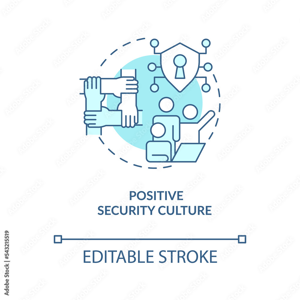 Positive Security Culture Turquoise Concept Icon Prevent Cybercrime