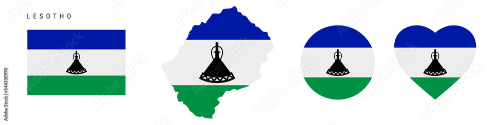 Lesotho Flag Icon Set Kingdom Of Lesotho Pennant In Official Colors