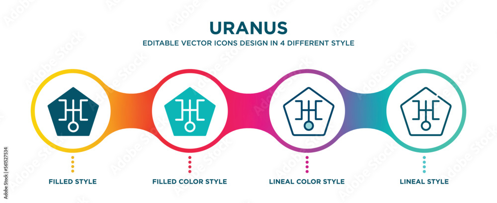 Uranus Icon In Different Styles Such As Filled Color Glyph