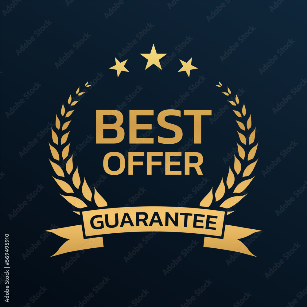 Best Offer Guarantee Icon Logo Or Badge With Laurel Wreath And Ribbon