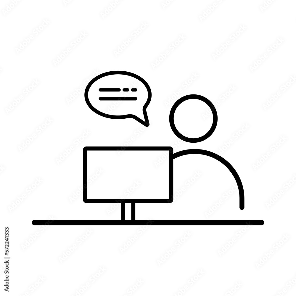 Customer Service Desk Icon Outline Sign Linear Style Pictogram