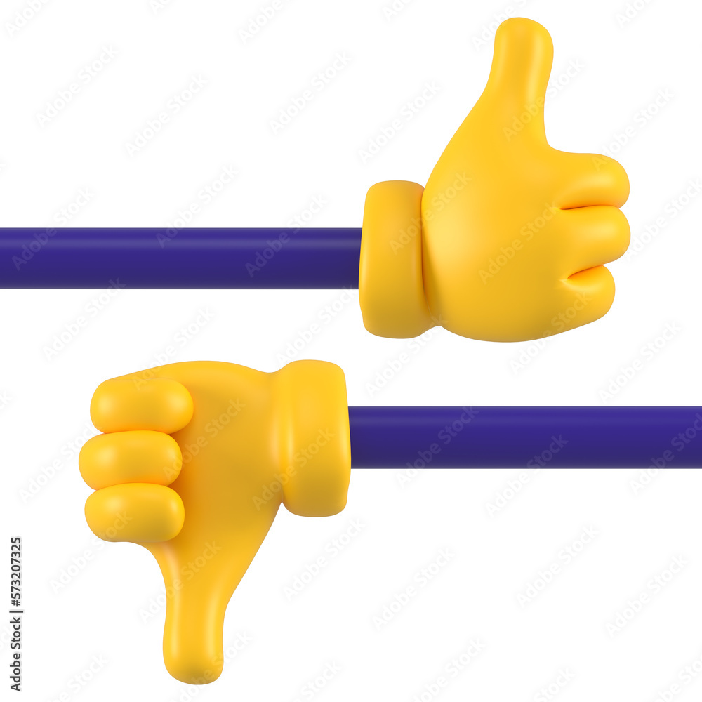 Yellow Emoji Hand Showing Like And Dislike Gesture Isolated Set Of