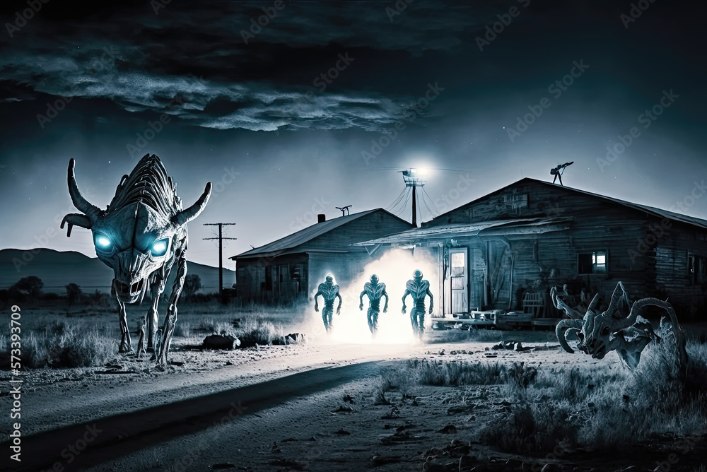 Skinwalker Ranch Ufos Aliens And Cattle Generative Ai Stock