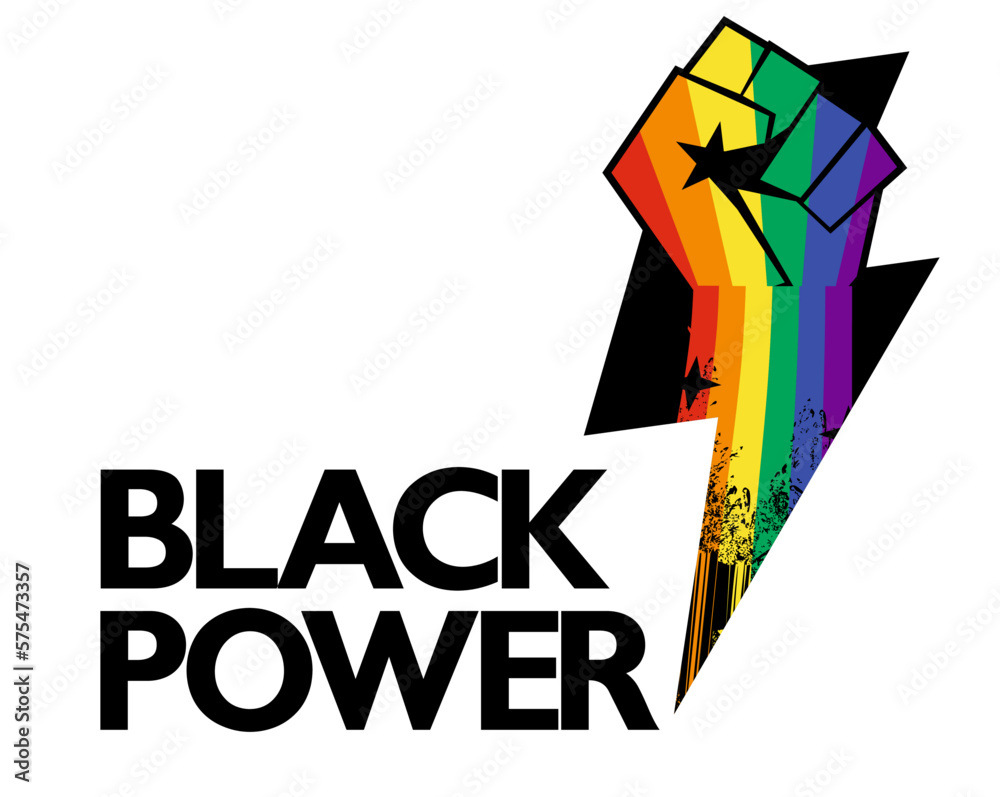 Black Power T Shirt Design Of A Fist With The Colors Of The Rainbow