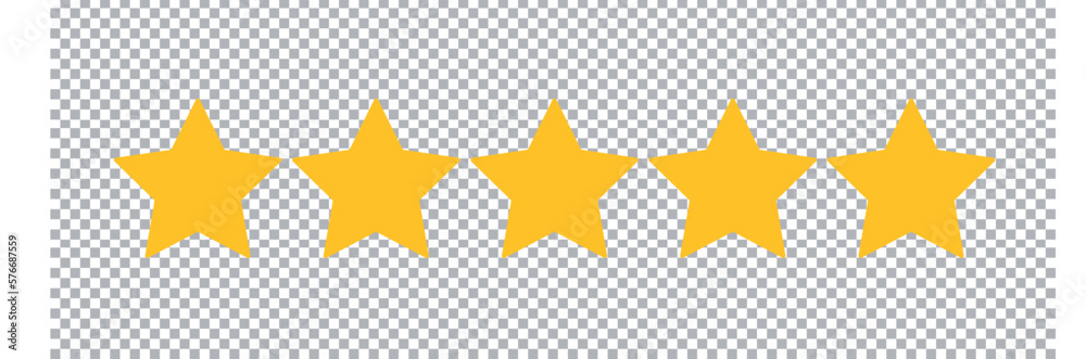 Gold Stars Quality Rating Icon Five Yellow Star Product Quality