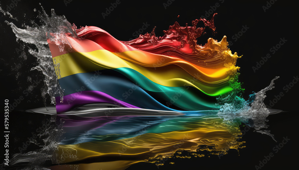 K Nstlerische Sich Im Meer Spiegelnde Regenbogenflagge Der Lgbt Bewegung Lesbian Gay