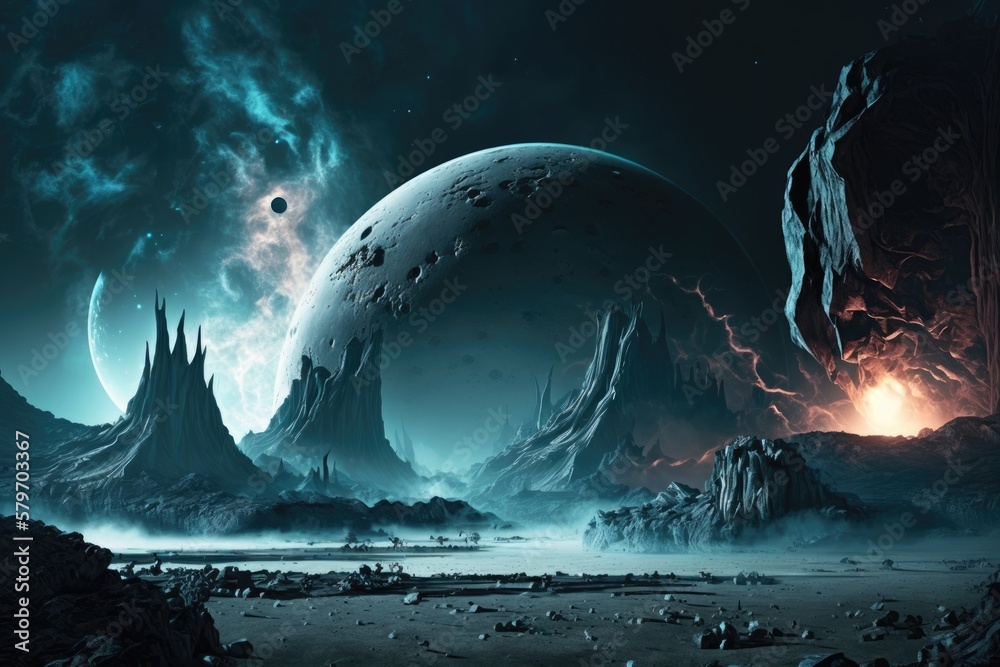 Alien Planet Sci Fi Outer Space Encounter Wallpaper Generative Ai