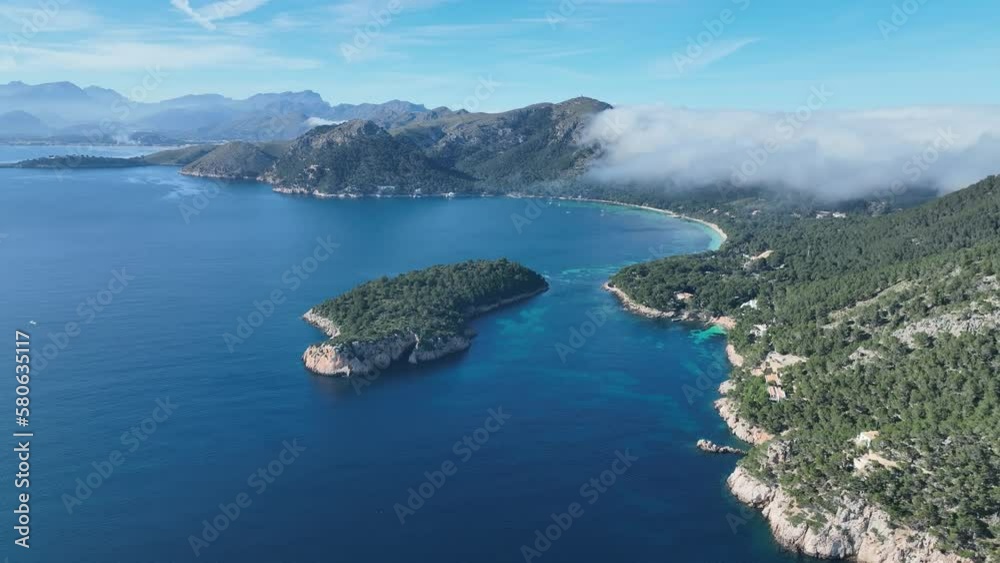 Aerial View Of Formentor Peninsula With Formentor Beach Hotel Royal