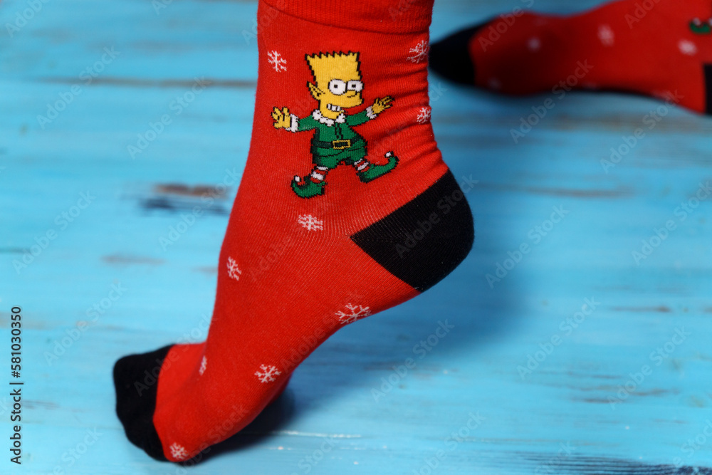 Tyumen Russia January 23 2023 Socks With The Image Of Bart Simpson