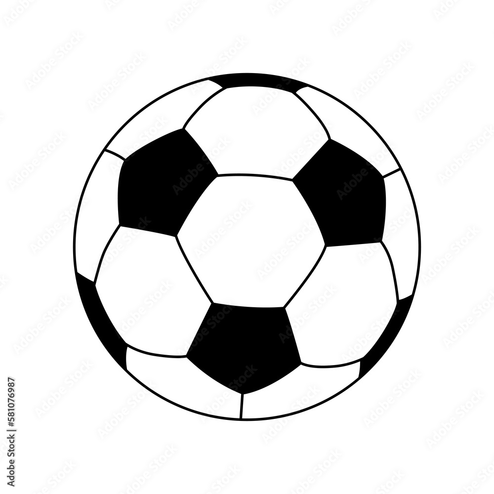 Footbal Ball Vector Icon Black And White Soccer Ball Sport Equipment