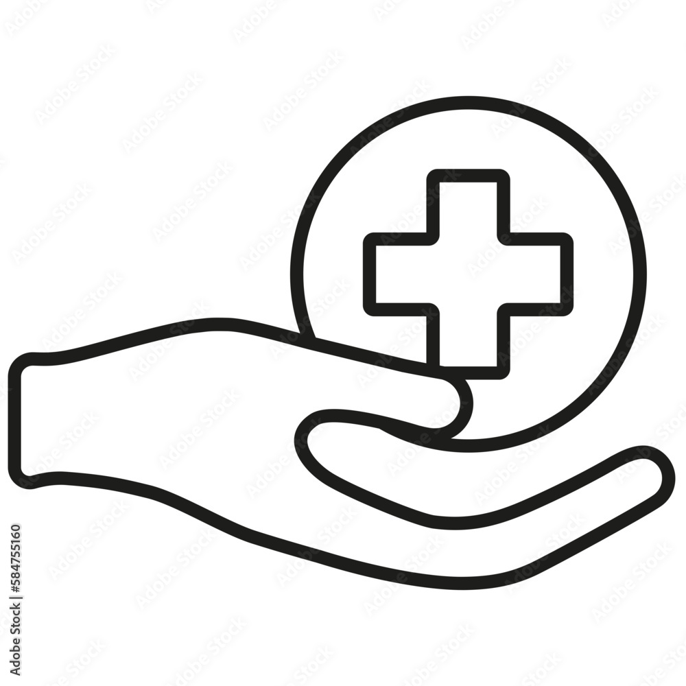 Mano con símbolo del hospital Dar salud Stock Vector Adobe Stock