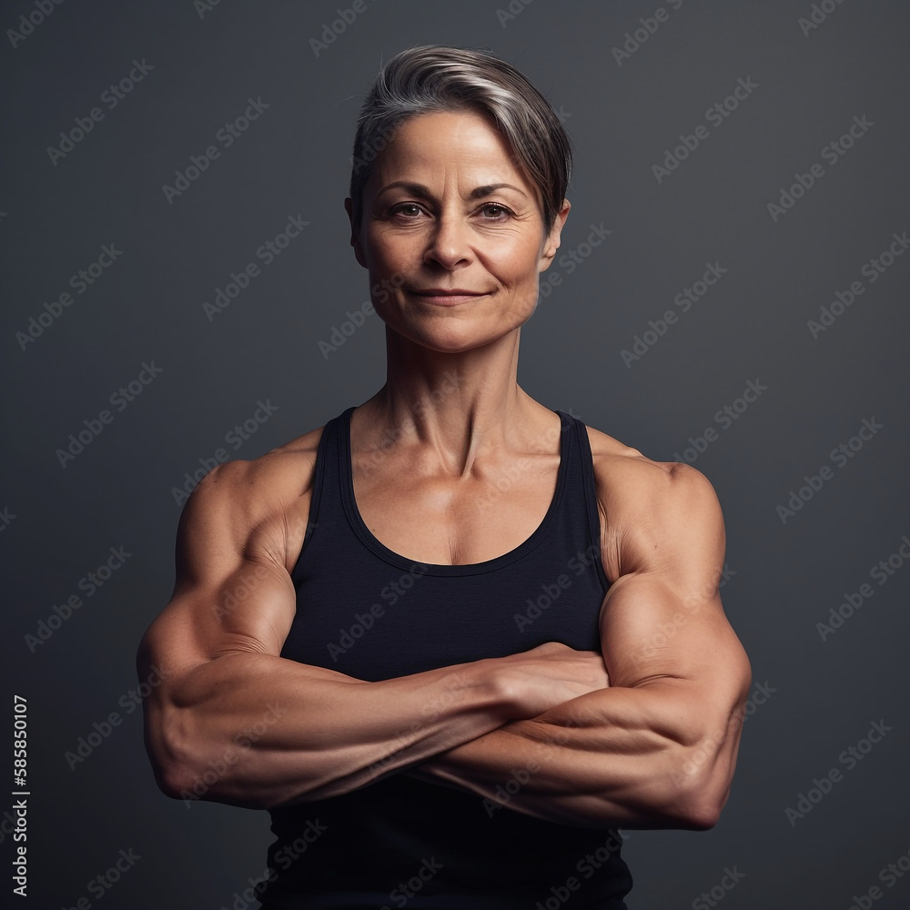 Generative Ai Strong And Proud Mature Woman Bodybuilder Stock Illustration Adobe Stock